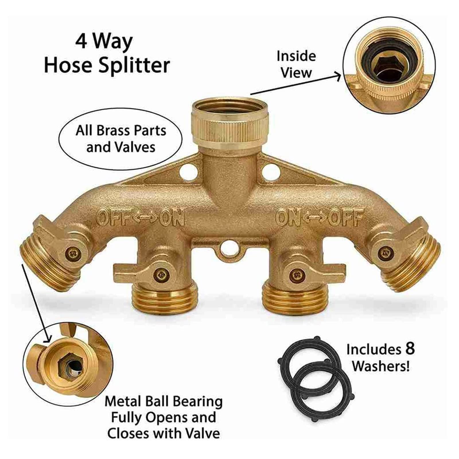 Raccordo rapido per tubo di irrigazione da giardino Rubinetto in ottone a 2/4 vie Tubo flessibile Splitter Ugello Switcher Rubinetto Connettori per tubi flessibili di irrigazione da giardino Raccordo