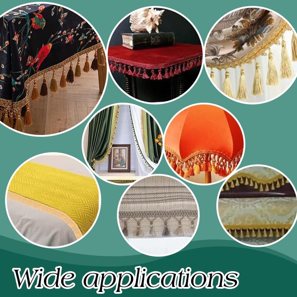 Nastro Nappe Con Frange Dorate 20m - Per Tende, Paralumi, Decorazioni Casa, Largo 55mm - Foto 4