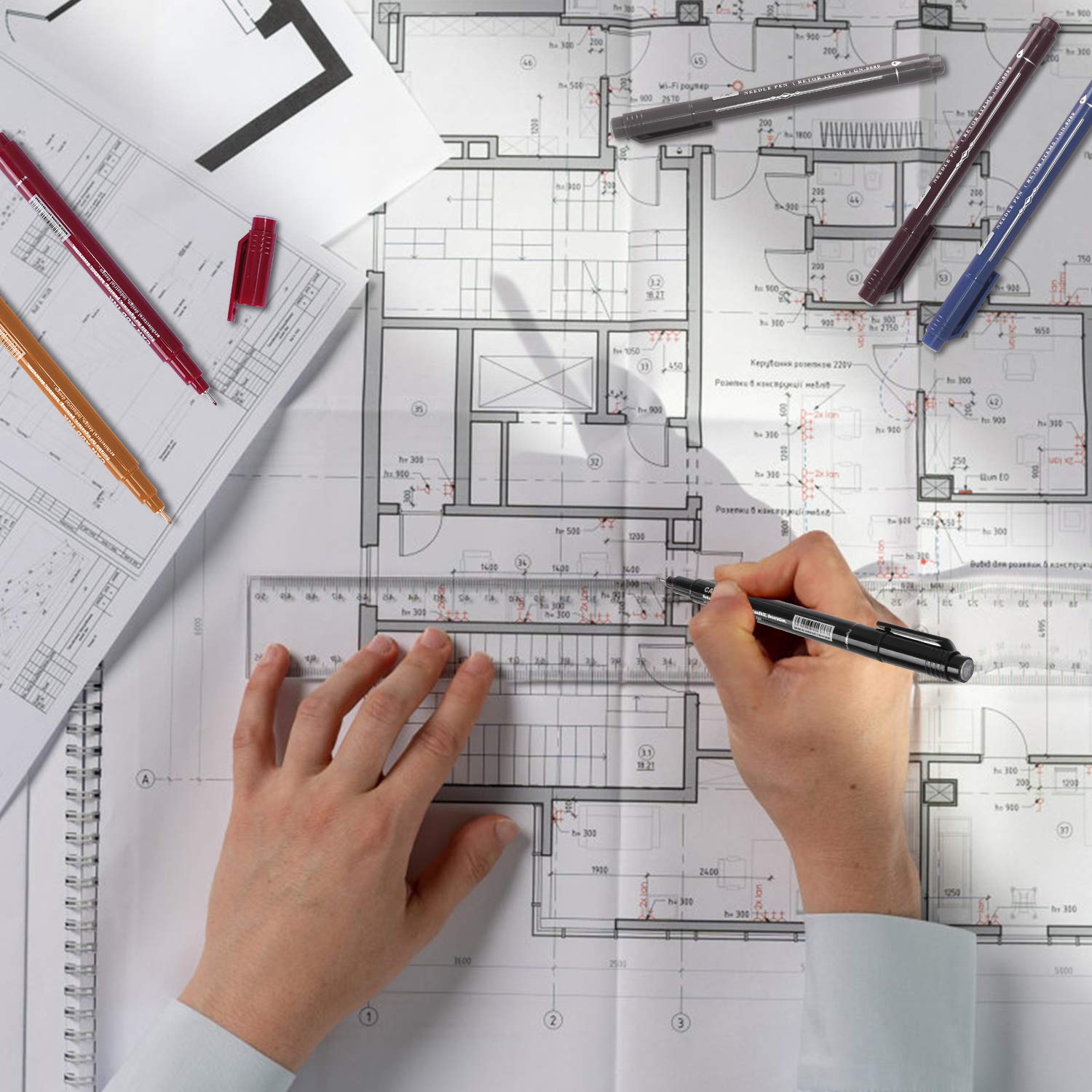 XULIERUX 12-tlg. Feinliner Set - Wasserdichte Zeichenstifte 0.2-3.0mm