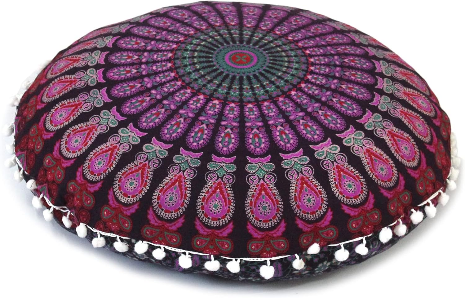 CRAFT KALA Round Mandala Boho Pillow Cover Meditation India