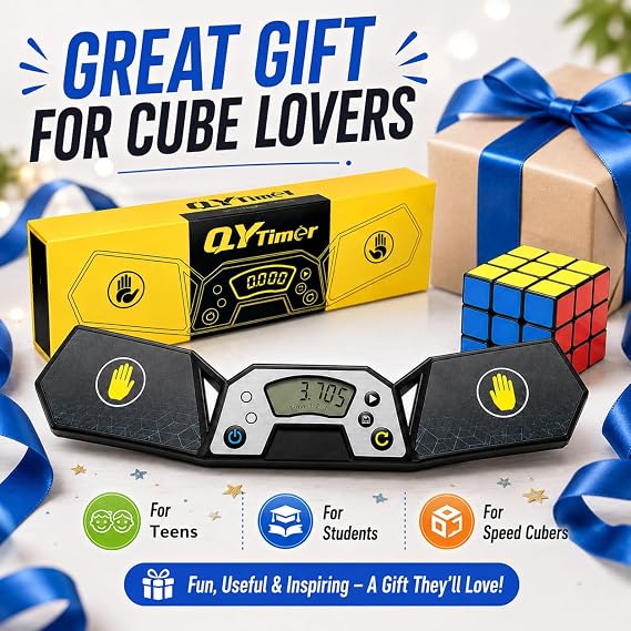 Speed Cube Timer, Accurate to 0.001s, Professional Touch Control Timer with Display, Stack Competition Clock with Memory Function, Portable Race Clock a Great Gift for Teens and Cube Players