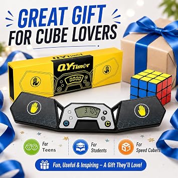 Speed Cube Timer, Accurate to 0.001s, Professional Touch Control Timer with Display, Stack Competition Clock with Memory Function, Portable Race Clock a Great Gift for Teens and Cube Players