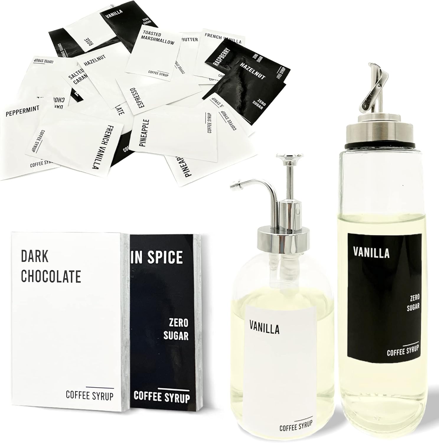 Coffee Syrup Labels for Coffee Bar, Waterproof Clear