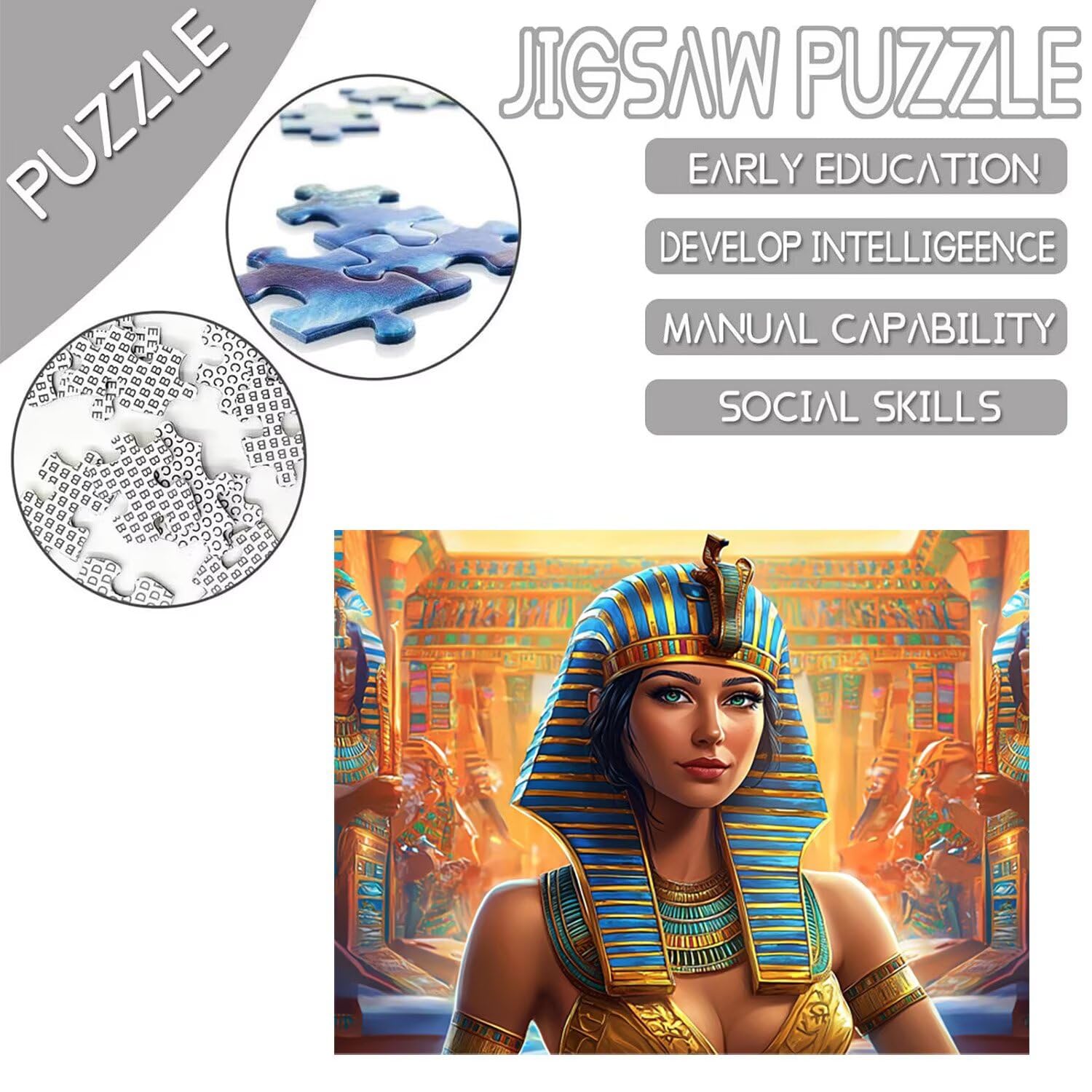 Puzzle 156 x 105 cm, 5000 sztuk puzzli dla dorosłych, prezent rocznicowy, prezent świąteczny, dekoracja domu, zapobieganie degeneracji mózgu u osób starszych (królowa Egiptu) w-9