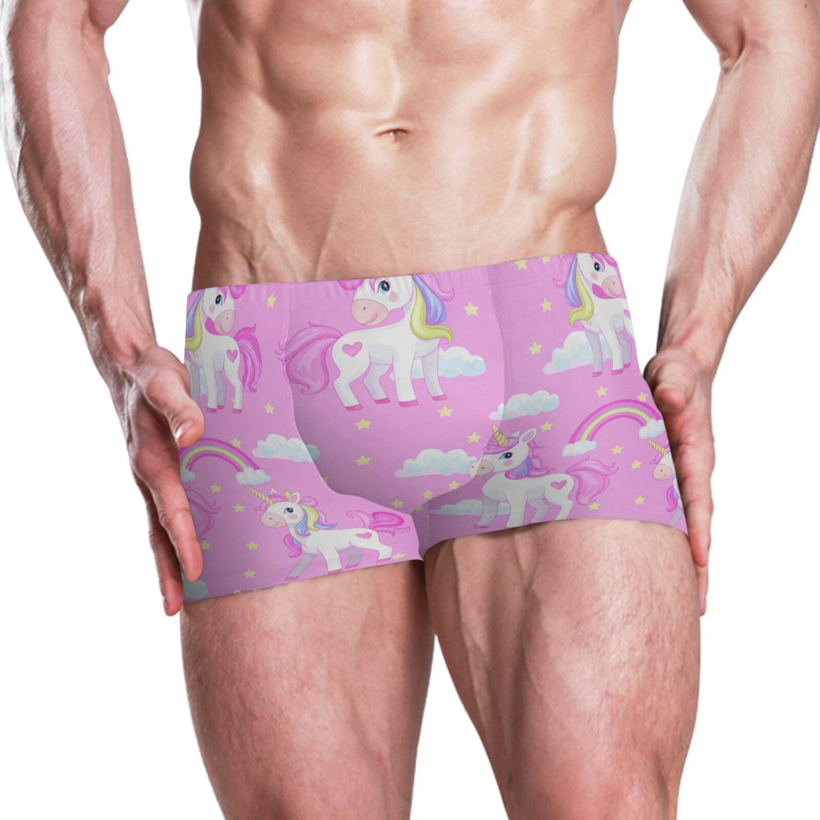 UMIRIKO Cute Unicorns Men's Swim Trunk Square Leg Swimsuit Swimwear Swim Briefs for Men 2XL 202c1585