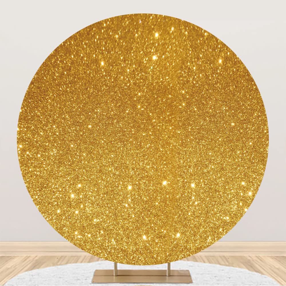 Aoihrraan 200cm Diametro Paillettes Glitter Oro Rotondo Fotografia Sfondo Lussuoso D'Oro Fondale Bambini Compleanno Ballo Studentesco Festa Neonato Baby Doccia Torta Tavolo Decorazione Fotografico