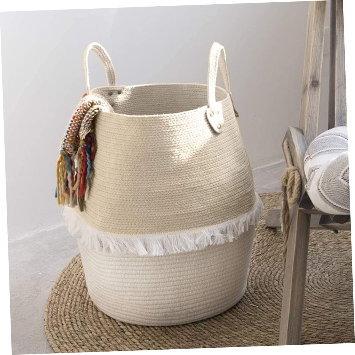 Laundry Basket Woven Storage Basket for Clothes Decorative Home Accessory