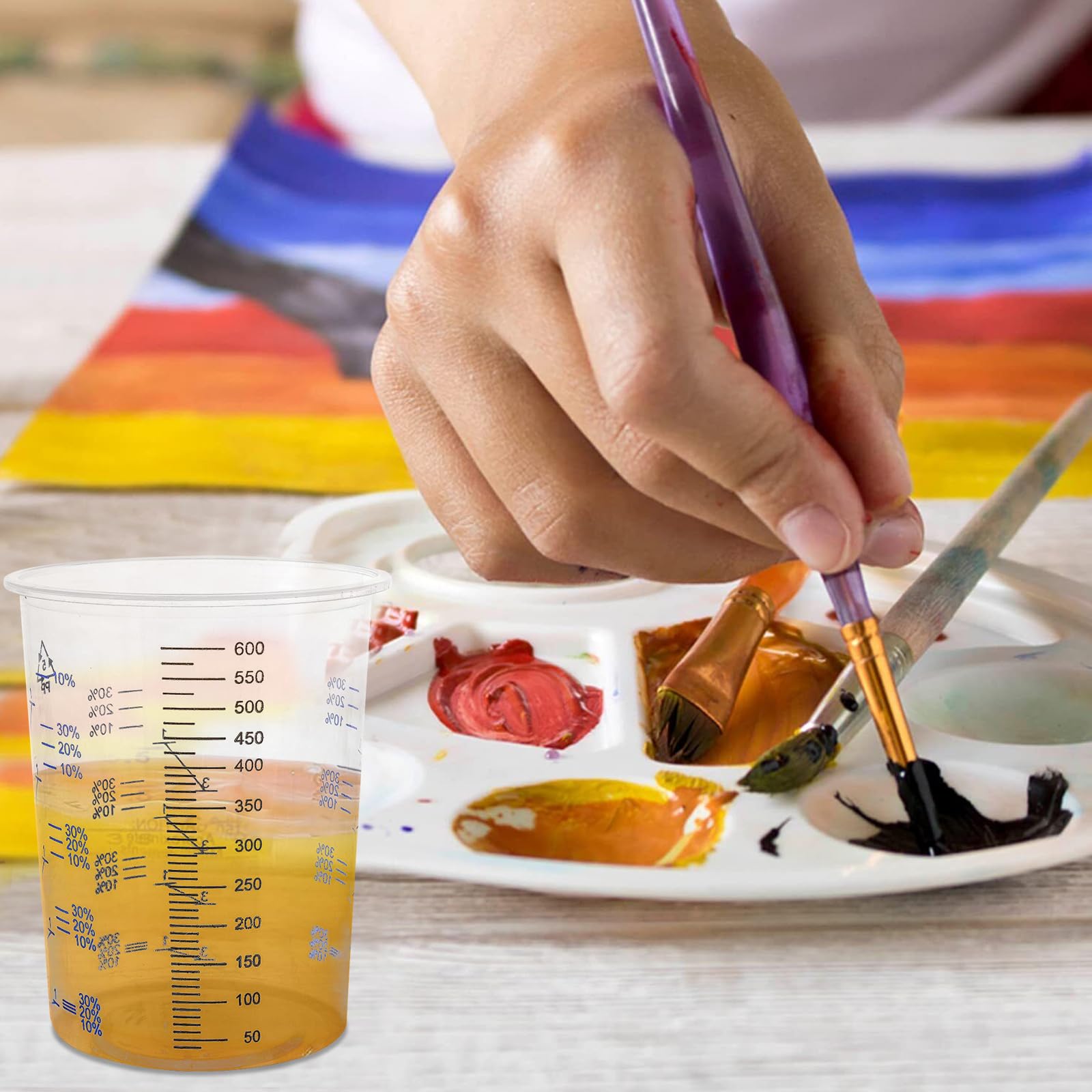 Vasos Mezcladores De Pintura,50 Pcs 600ml Vasos Mezcladores De Plastico,Vasos Medidores Pintura,Tazas De Mezcla De Pintura Para Líquidos,Pinturas,Pigmentos