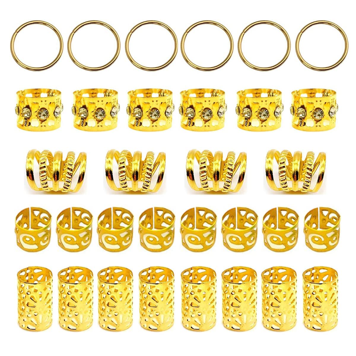 100 Stück Gold Dreadlock Loc Zubehör Haarschmuck für Zöpfe Locs Perlen Schmuck für Haar verstellbare Manschetten Eisen Flechten Haarringe Dekoration für Frauen und Mädchen