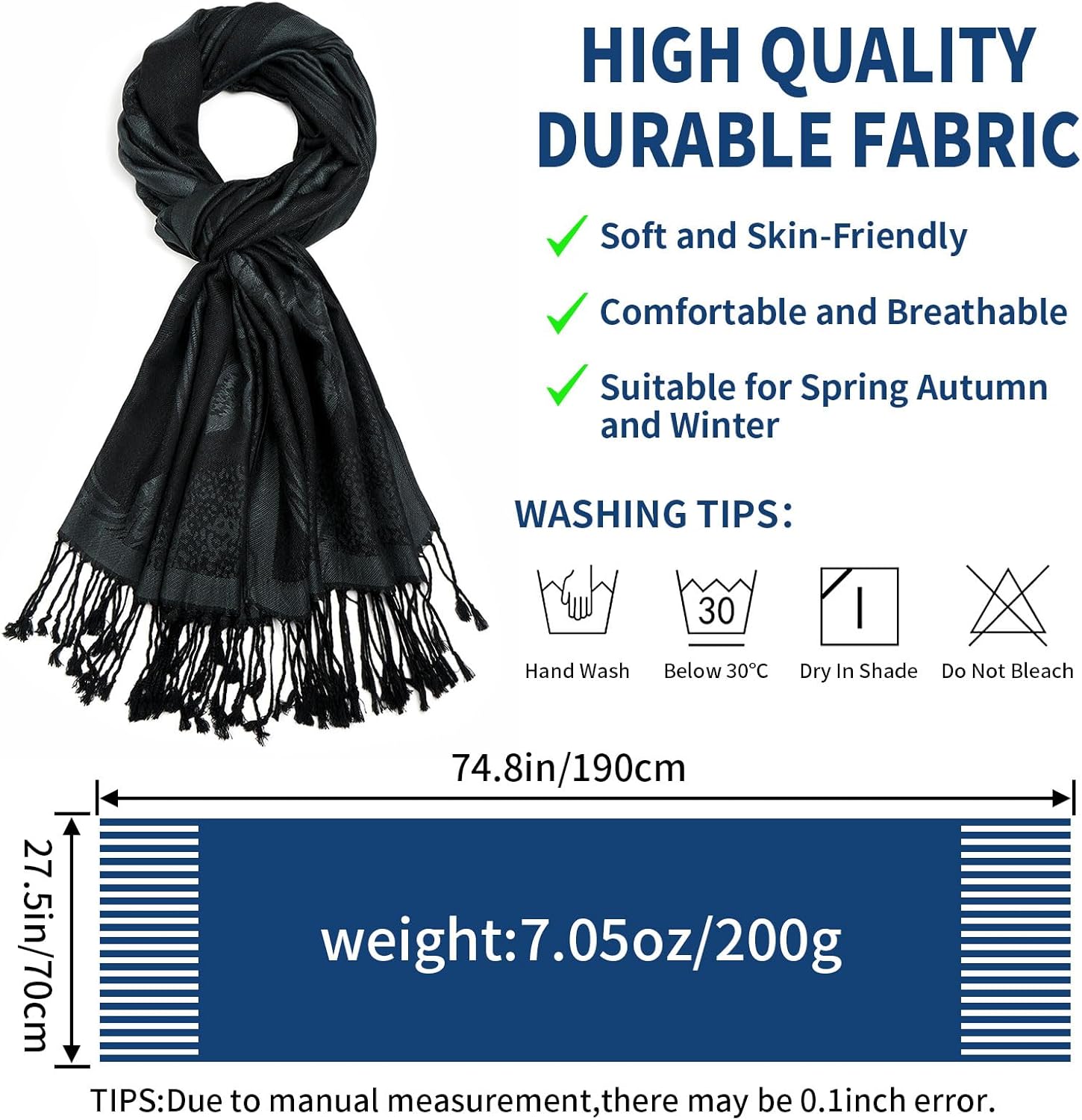 Paisley Pashmina Shawls and Wraps for Women Reversible Jacquard Festival Rave Pashmina Scarves with Fringe Vintage - Image 3