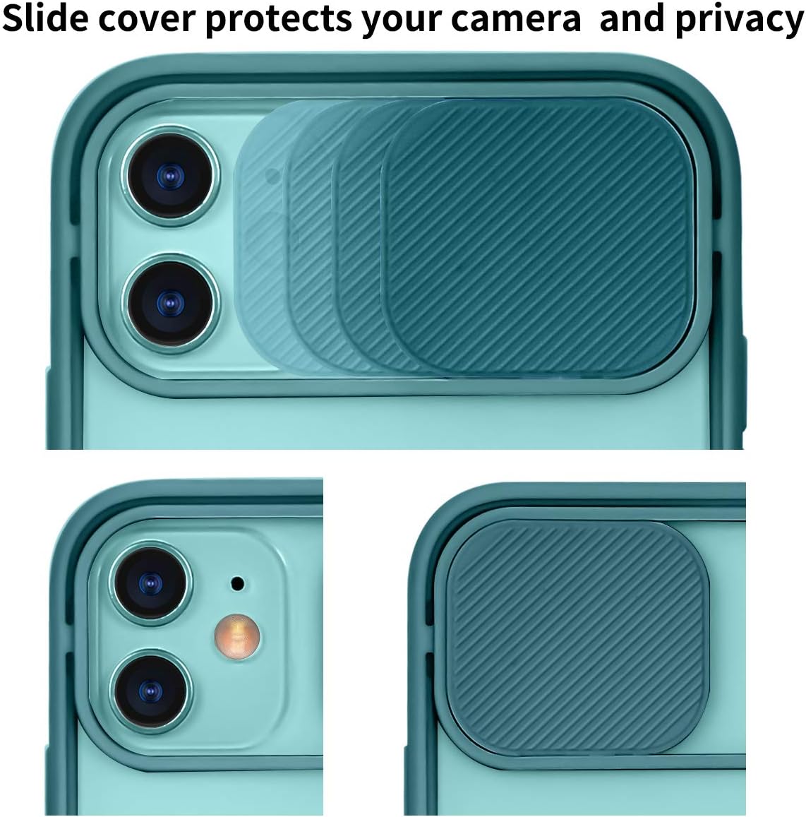 Ownest Compatible with iPhone 11 Case,with Slide Camera Cover Protection Design Frosted Case,Slim and Lightweight Anti-Yellow Case for iPhone 11-Pine Green