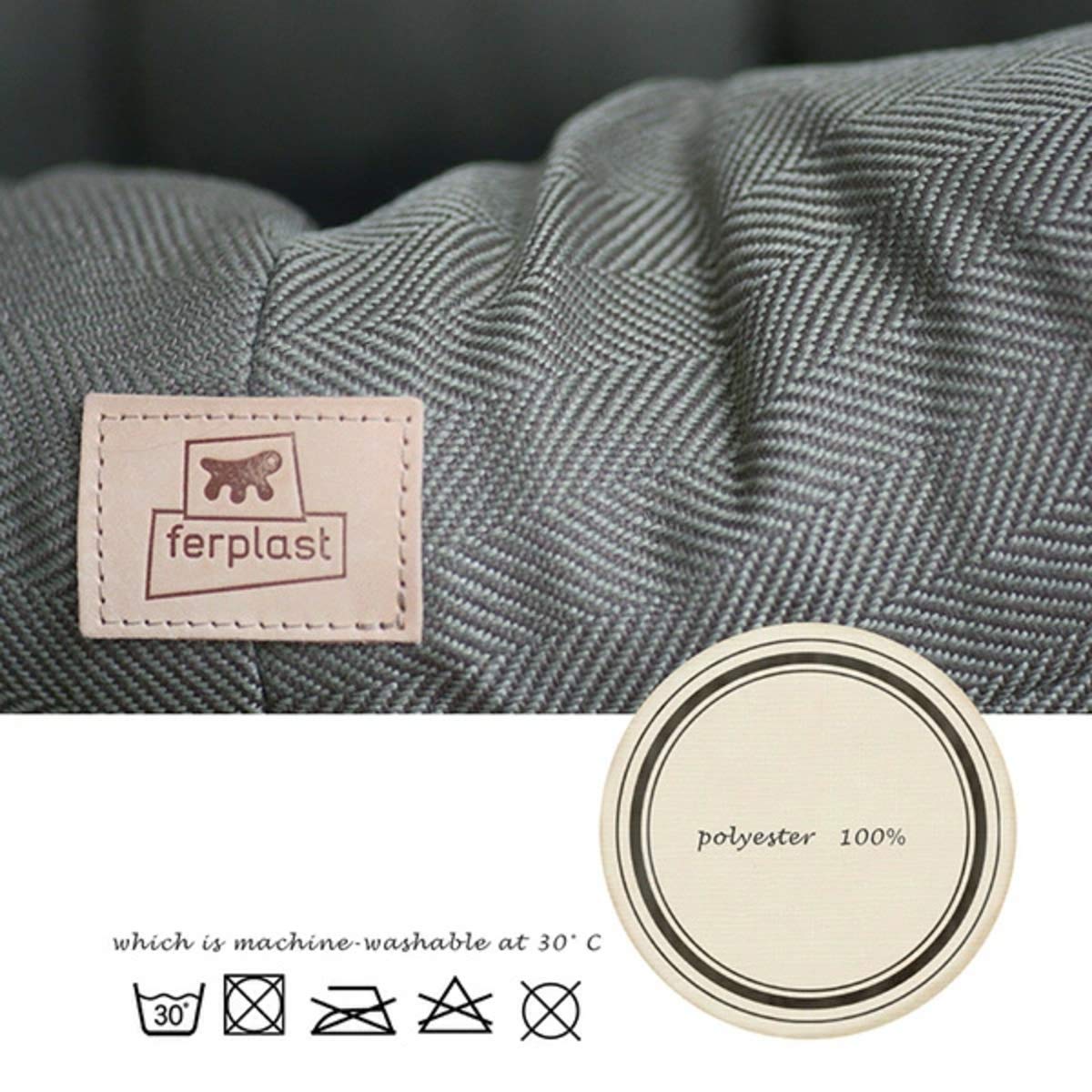 Ferplast Cuscino per Cuccia Cane e Gatto SOFA' TWEED 4, Materassino Cuscino Imbottito per Lettino per Cani Gatti, Ricambio per Cesta in Plastica Cani Gatti, Lavabile, 64 x 48 x h 25 cm, Marrone