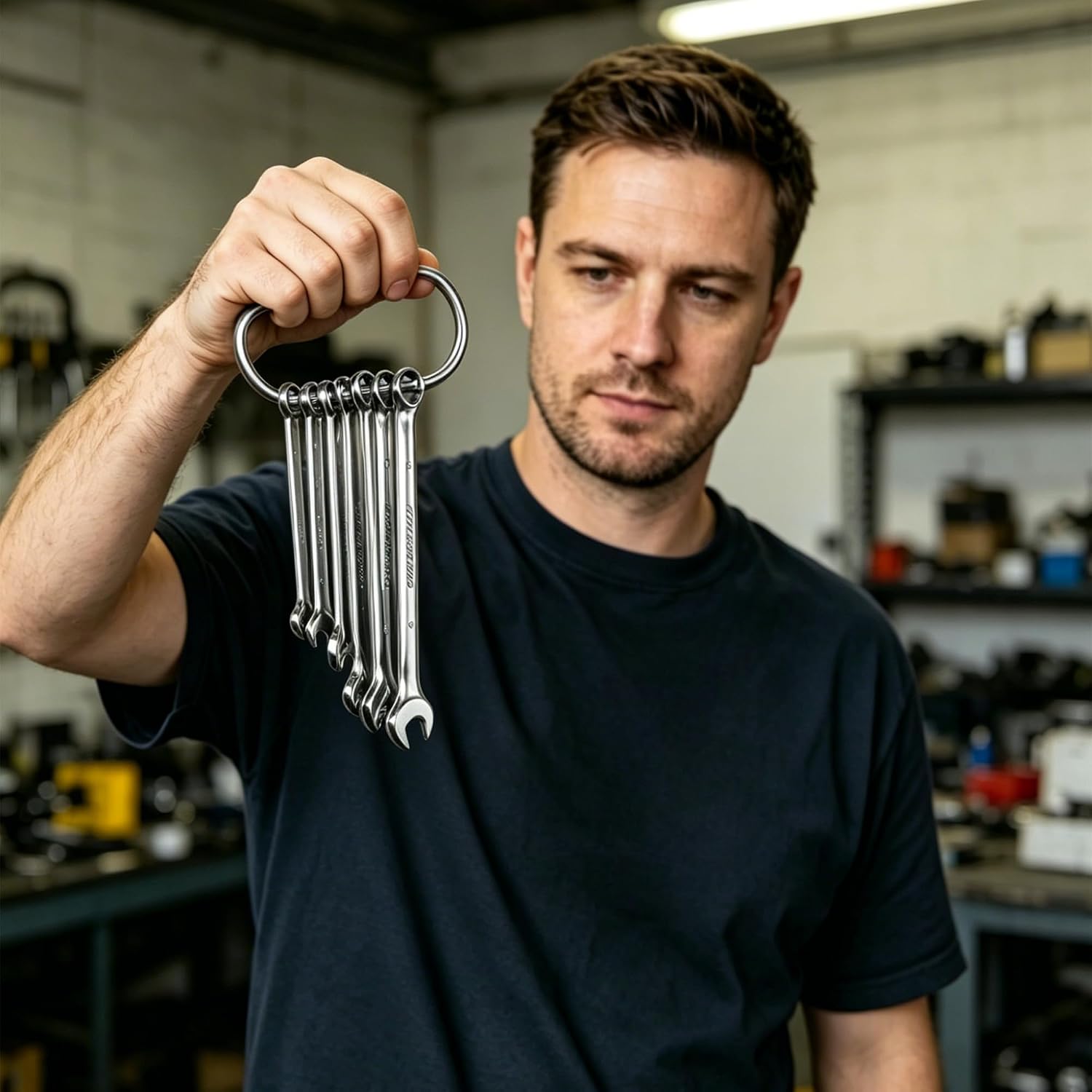 Wrench Ring - 2PC Set, Large Aluminum Wrench Organizer for 10mm+ Wrenches, Lightweight Tool Holder Clip, Silver, (Wrenches Not Included)