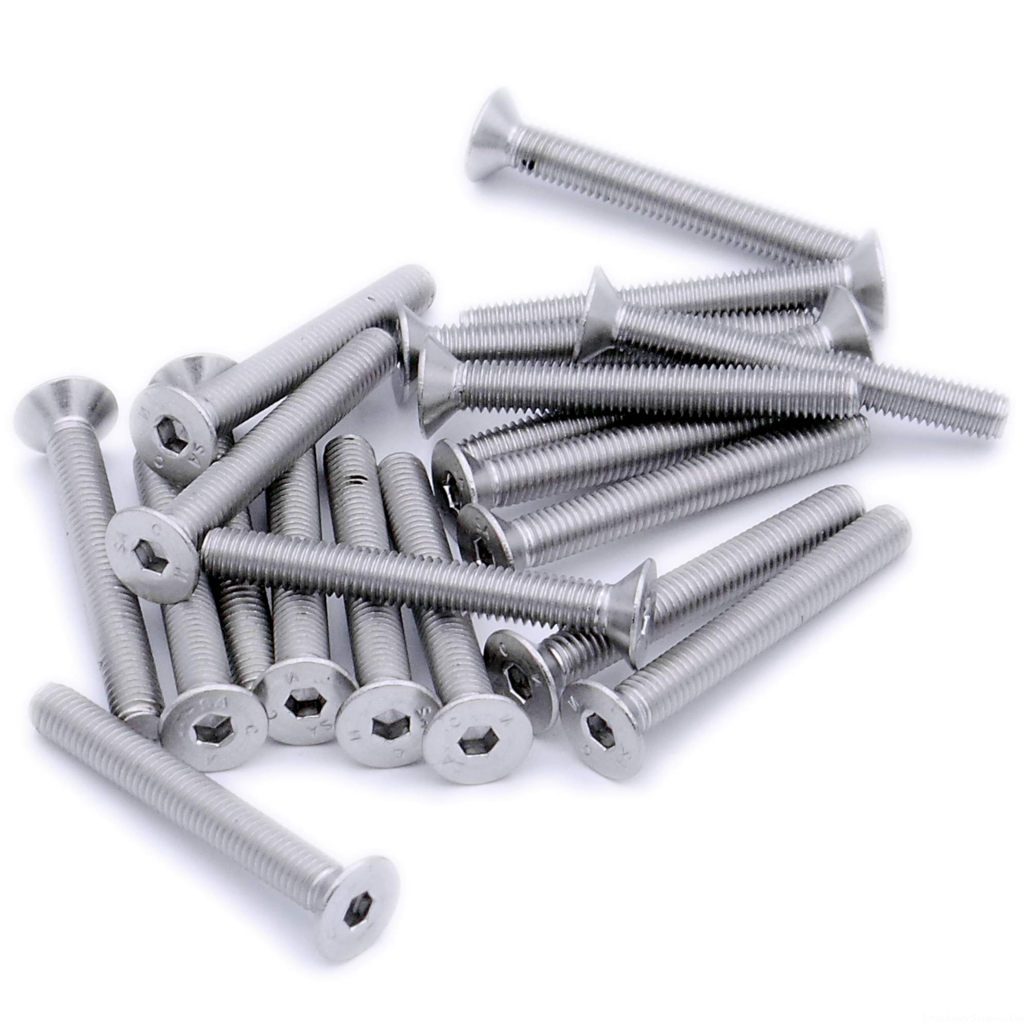 Singularity Supplies Silver M3 (3Mm X 22Mm) Hex Socket Countersunk Machine Screw (Bolt) - Stainless Steel (A2) (Pack Of 20)