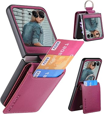 CCSmall for Motorola Razr 2026/2025/2024 Case Wallet with Card Holder, PU Leather Protective Cover with Diamond Ring Flip Phone Case for Motorola Moto Razr 2026 LZW Purple