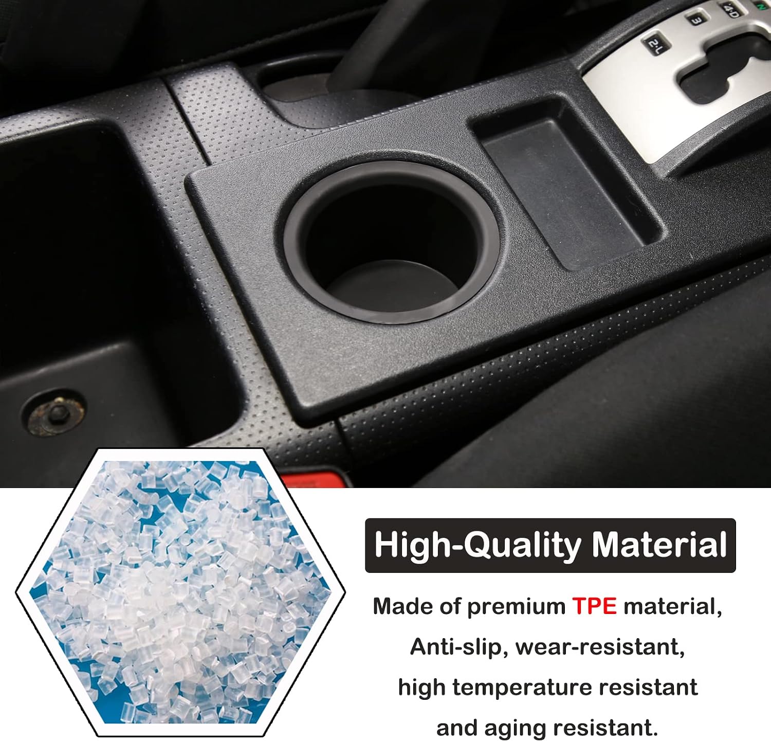 Center Console Cup Holder Fit Toyot@a FJ Cruiser 2007-2021 Gear Shift Console Organizer Drink Water Cup Holder Storage Center Console Cup Holder Organizer Cupholder TPE Insert Replacement Accessories image 3