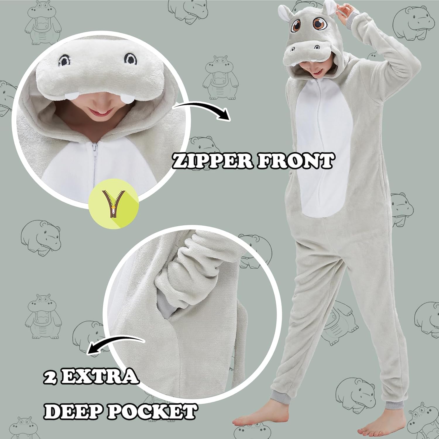 Adult Onesie Pajamas Halloween Costume One-Piece Slim Fit Sleepwear Cosplay Suit for Mens Womens - Image 3