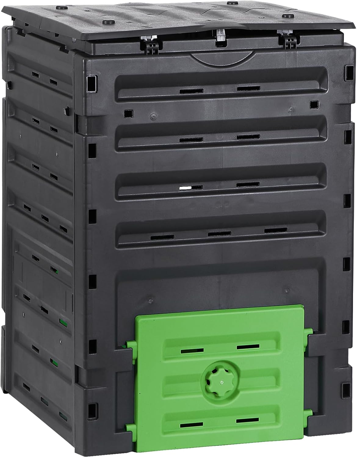 Compost Bin 120 Gallon Sturdy Outdoor Composter W/Large Capacity 2 Sliding Doors Black