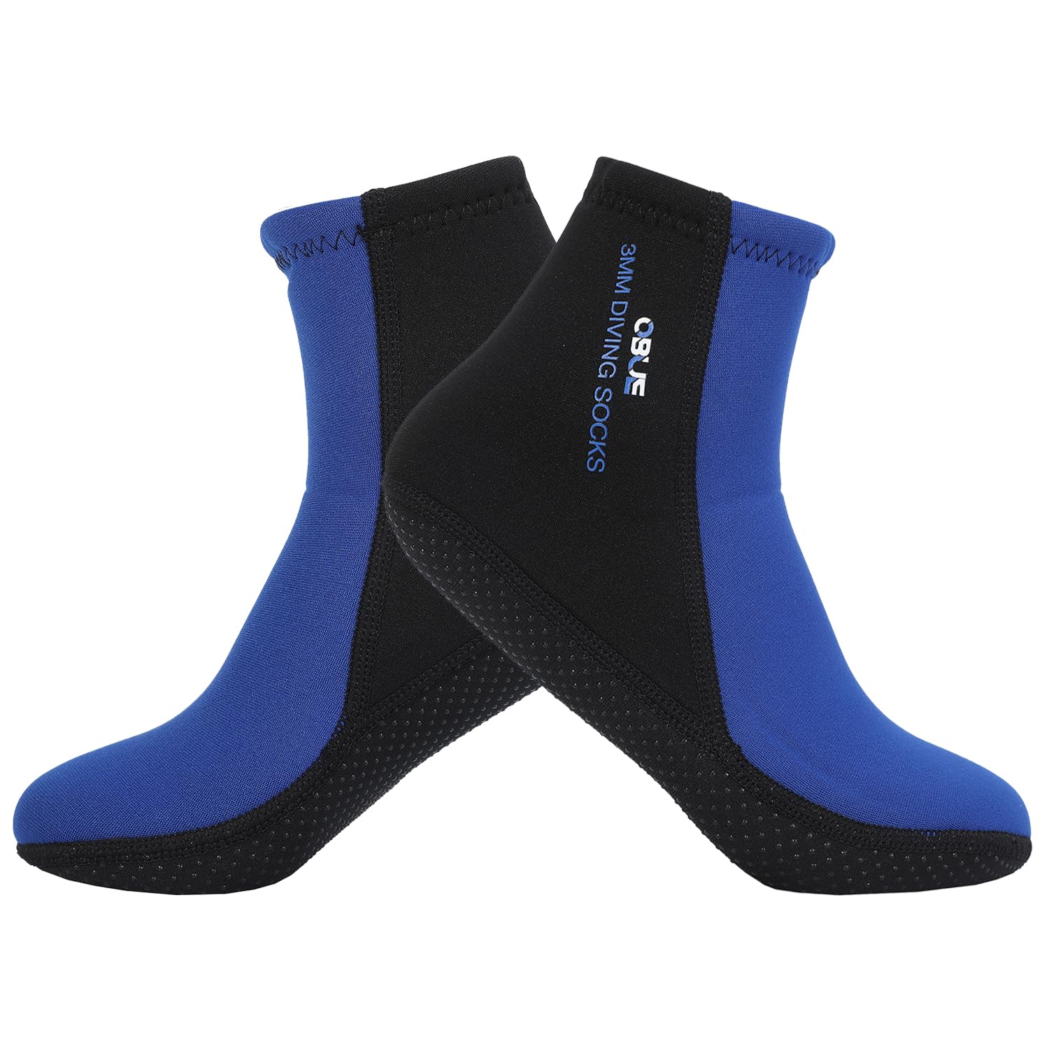 Skyone Dive Neoprene Socks Men Women, 3MM Wetsuit Scuba Socks, Sand Socks Diving Fin Socks Thermal Anti Slip Flexible (3MM Black Blue, L)