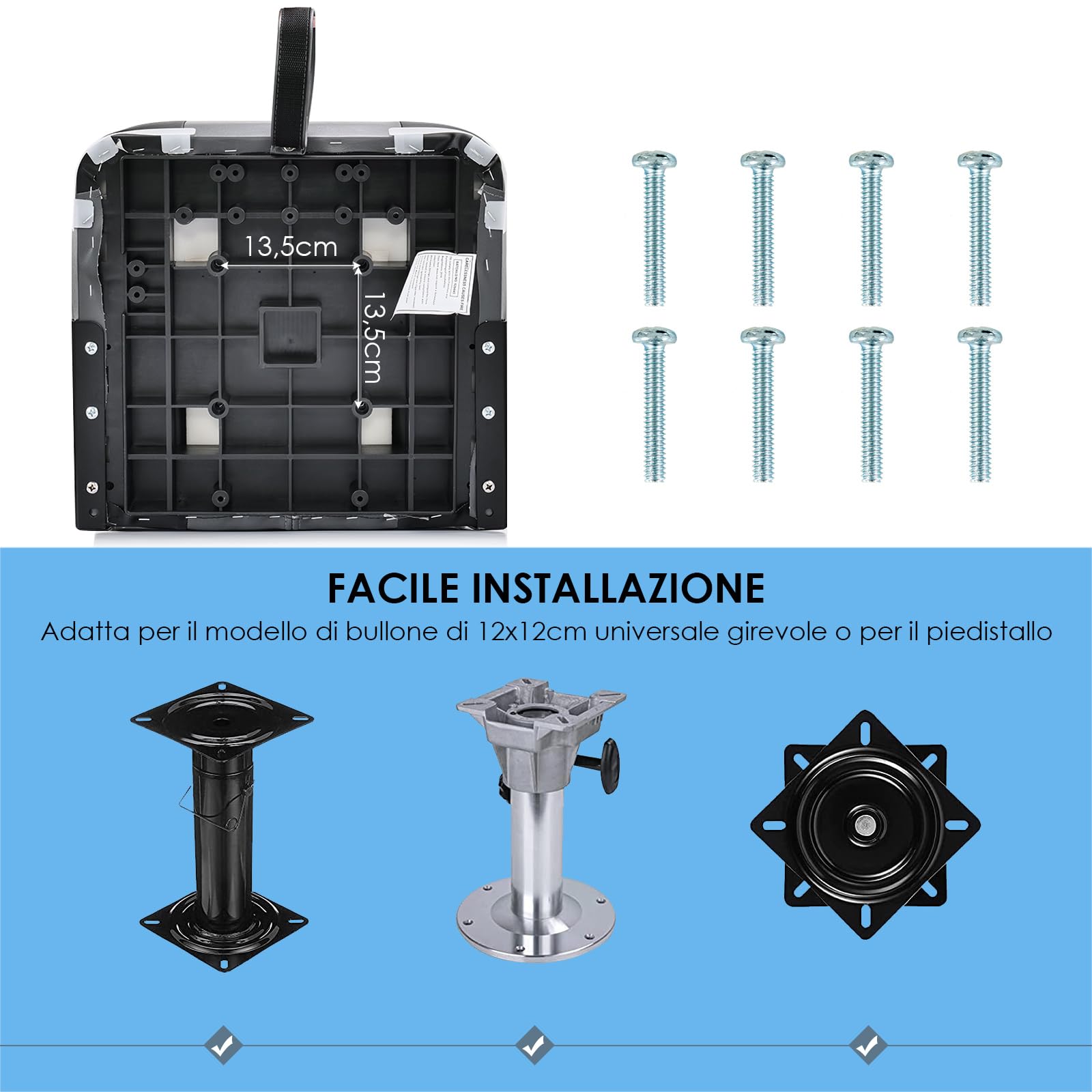 COSTWAY Set di 2 Sedie da Barca Con Schienale Basso, Pieghevole, Con Schiuma Spessa, Cinghia di Fissaggio, 50 x 42 x 52 cm (Grigio+Nero)