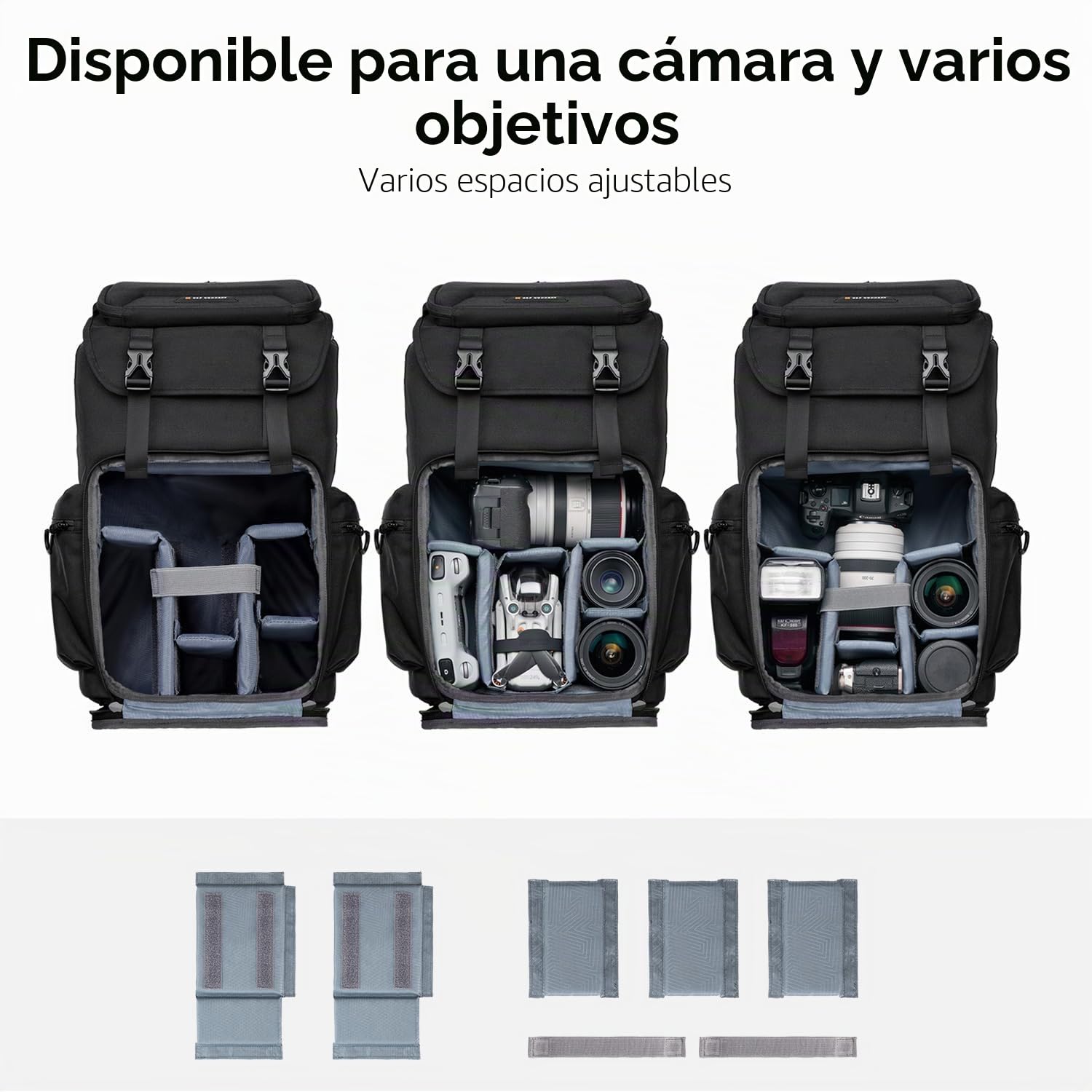 K&F CONCEPT Mochila Fotográfica Profesional, Mochila para Cámara para Fotógrafos, Bolsa para Cámara Impermeable de Gran Capacidad, Gran Estabilidad, Compartimento para Portátil de 16 Pulgadas, Negro