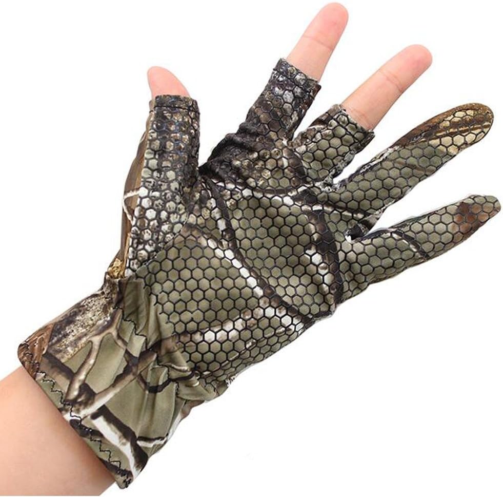 AGadget Men Fishing Hunting Gloves Sun Protection Fingerless Camouflage Breathable Anti-Slip Waterproof Outdoor Gloves