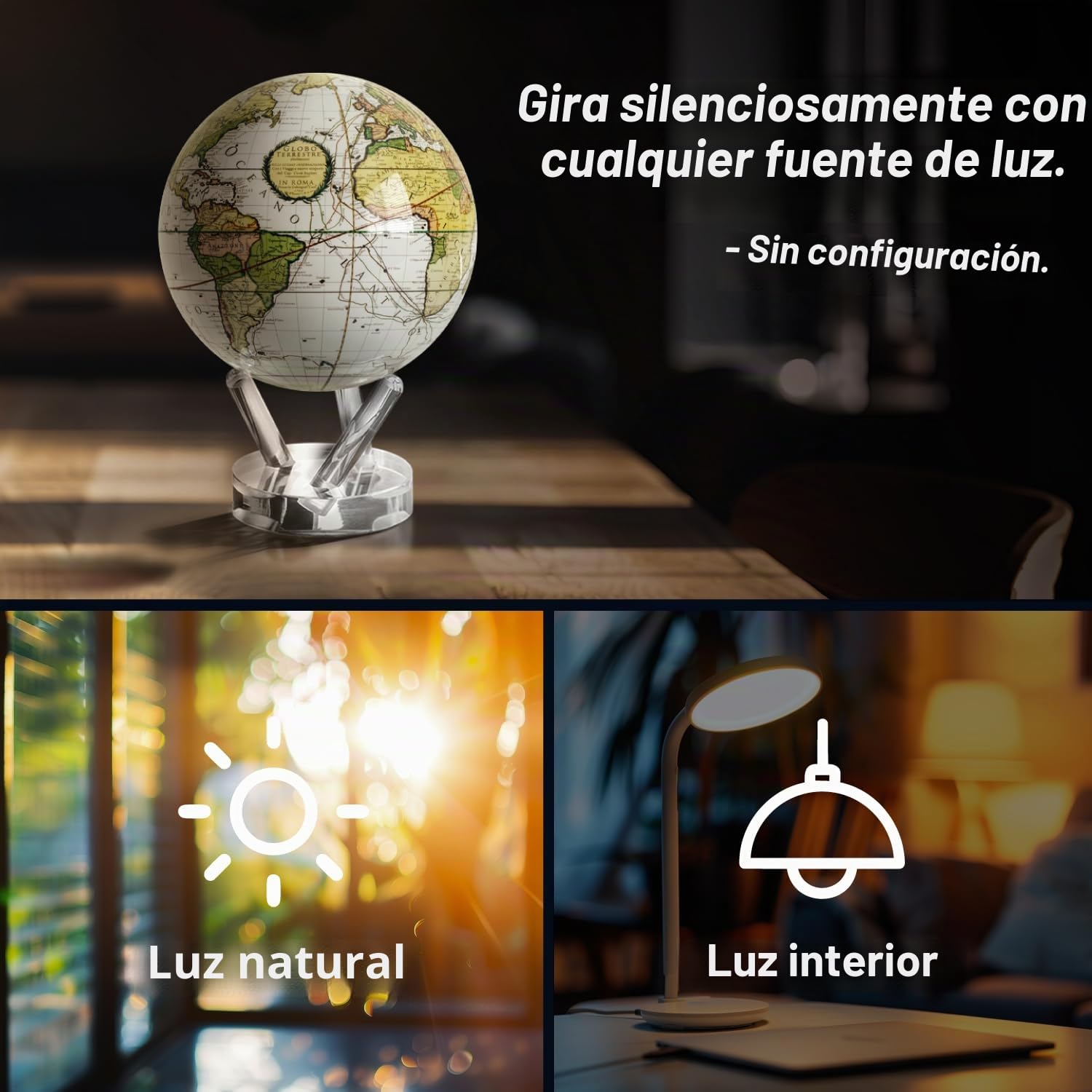 MOVA Globo Autorrotativo, Cassini Antiguo Blanco Signature (6")