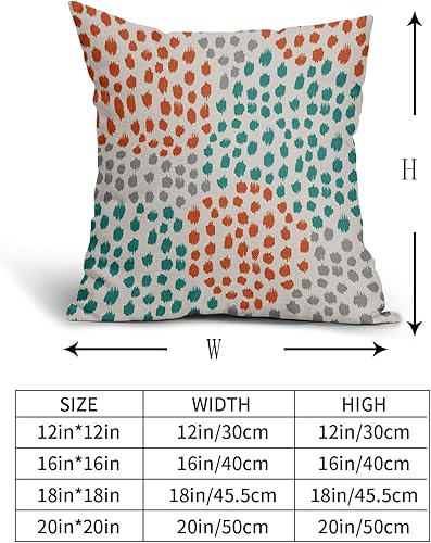 Miniatura 5 de Juego de 2 fundas de almohada de color verde azulado naranja de 18 x 18 pulgadas, color gris otoñal, diseño de puntos artísticos, almohadas