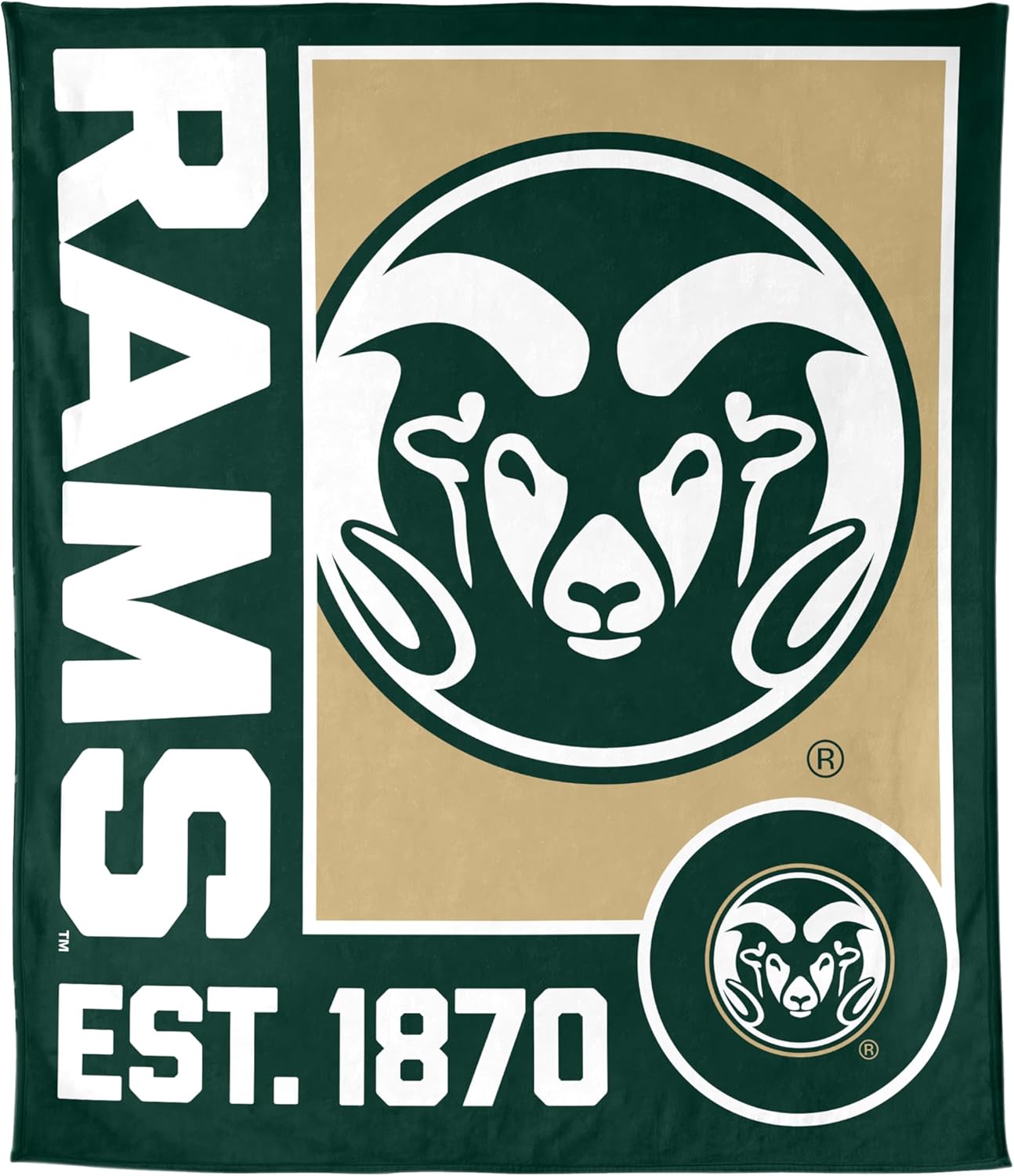 FANMATS NCAA Colorado State Rams Super Plush Throw Blanket – 60" x 70" Size | Team Color | Ultra-Soft Polyester Material