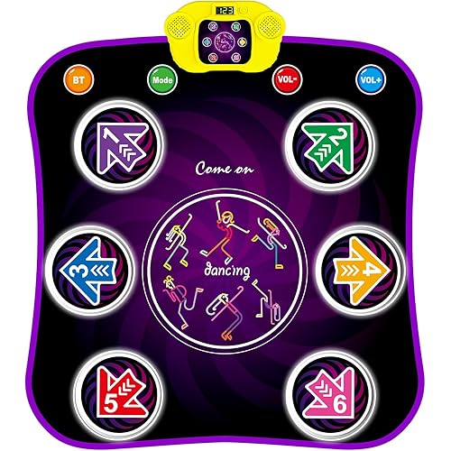 Dance Mat Toys with Wireless Bluetooth for 3-12 Year Old Kids, Lights Up Electronic Dance Pad with Built-in Music 5 Levels Dance Games Modes, Gifts for 3 4 5 6 7 8 9 10 11 Year Old Girls Boys