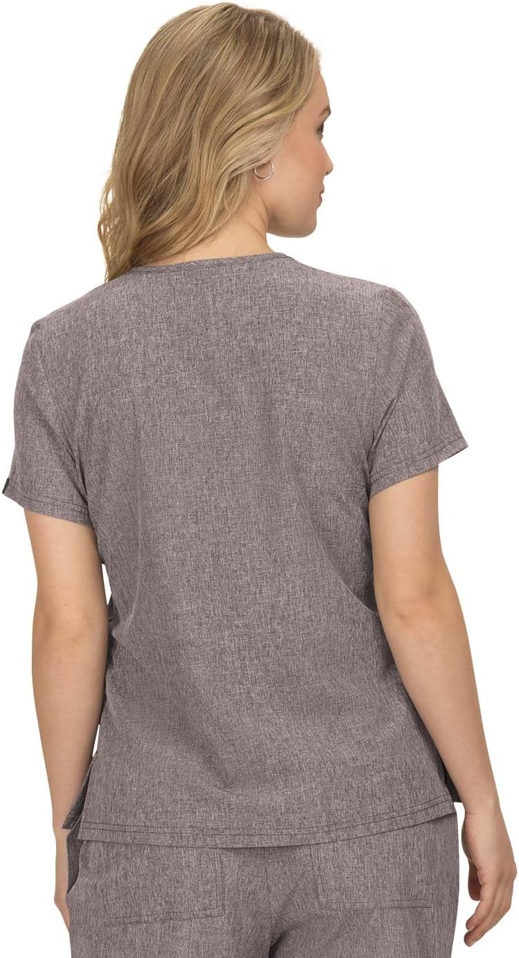 KOI Basics Kade Women's 1-Pocket Tuck-in Scrub Top Heather Taupe XX-Large