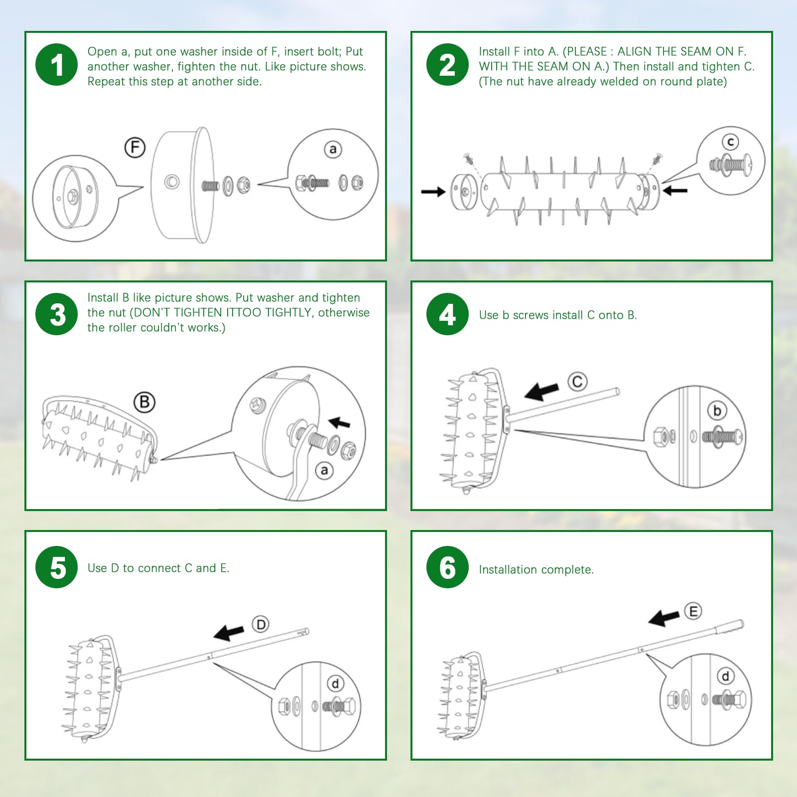 JAOGAUS Aireador de césped para exterior, con hoja en forma de cuerno, rodillo manual de púas de césped con 3 niveles ajustables, mango telescópico extraíble de metal, herramienta resistente para