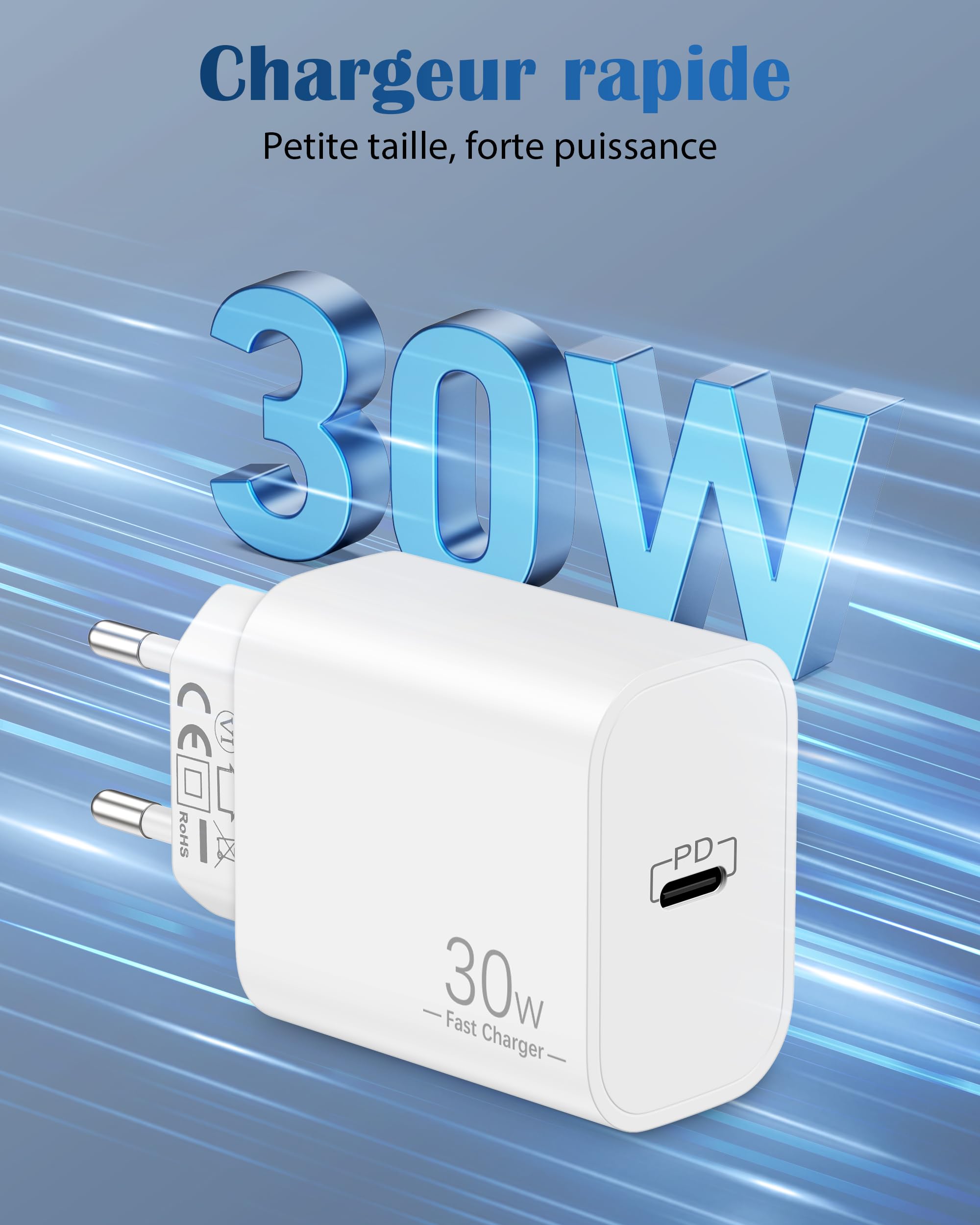 Complete oplader Valve Steam Deck - 2m kabel & adapter USB-C Wit - koop online