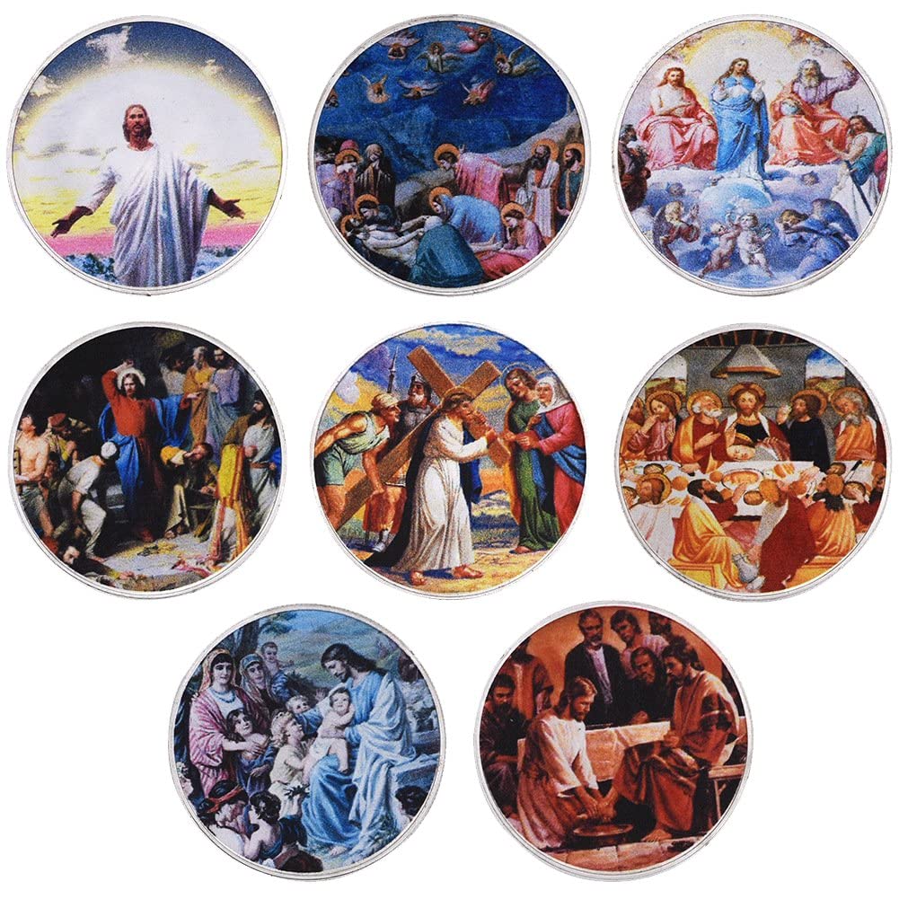Monedas de Jesús de alta calidad artística, set conmemorativo de 8 piezas artesanales