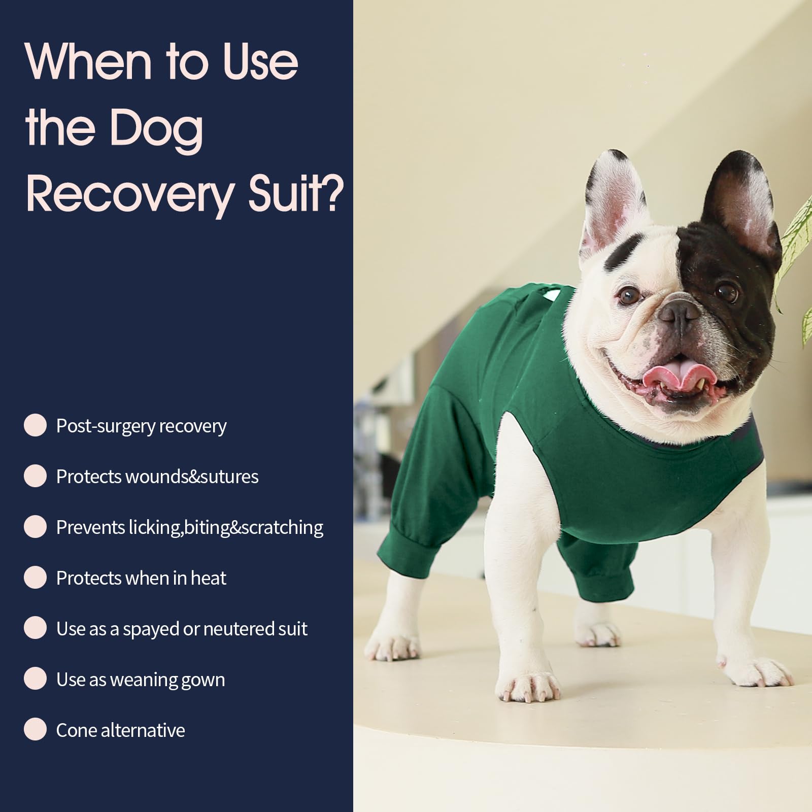 IECOii Dog Hind Leg Recovery Sleeve,Breathable Dog Bodysuit E-Collar & Cone Alternative Surgical Suit After Spayed/Neutered Wear,Recovery Suit for Dogs Male Female Sleeve to Prevent Licking,Green,XL - Image 3