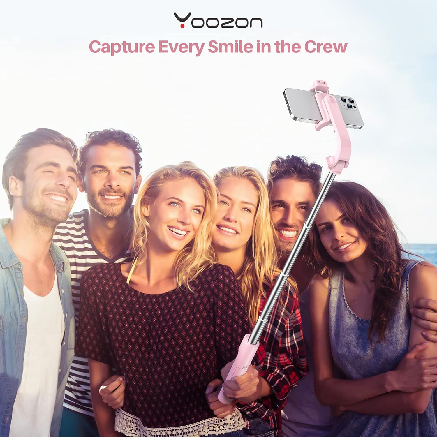 Selfie Stick Tripod with Remote, Yoozon Extendable iPhone Tripod Selfie Stick with Versatile Cold Shoe & 1/4" Screw, Portable, Lightweight, for iPhone 13 12 Mini Pro Max,Samsung Galaxy S22,Google,Pink