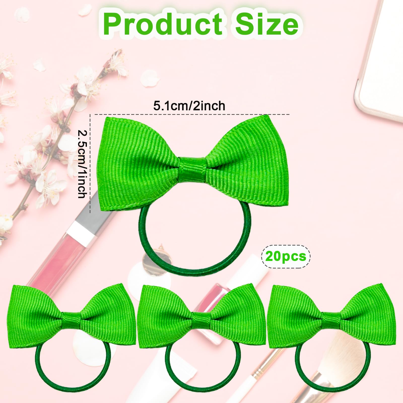 Bliceon 20 Pcs Green Hair Accessories Set, Girls' Bobbles, Bows, School Bands, Green Ribbon Headbands, Clips - Image 2