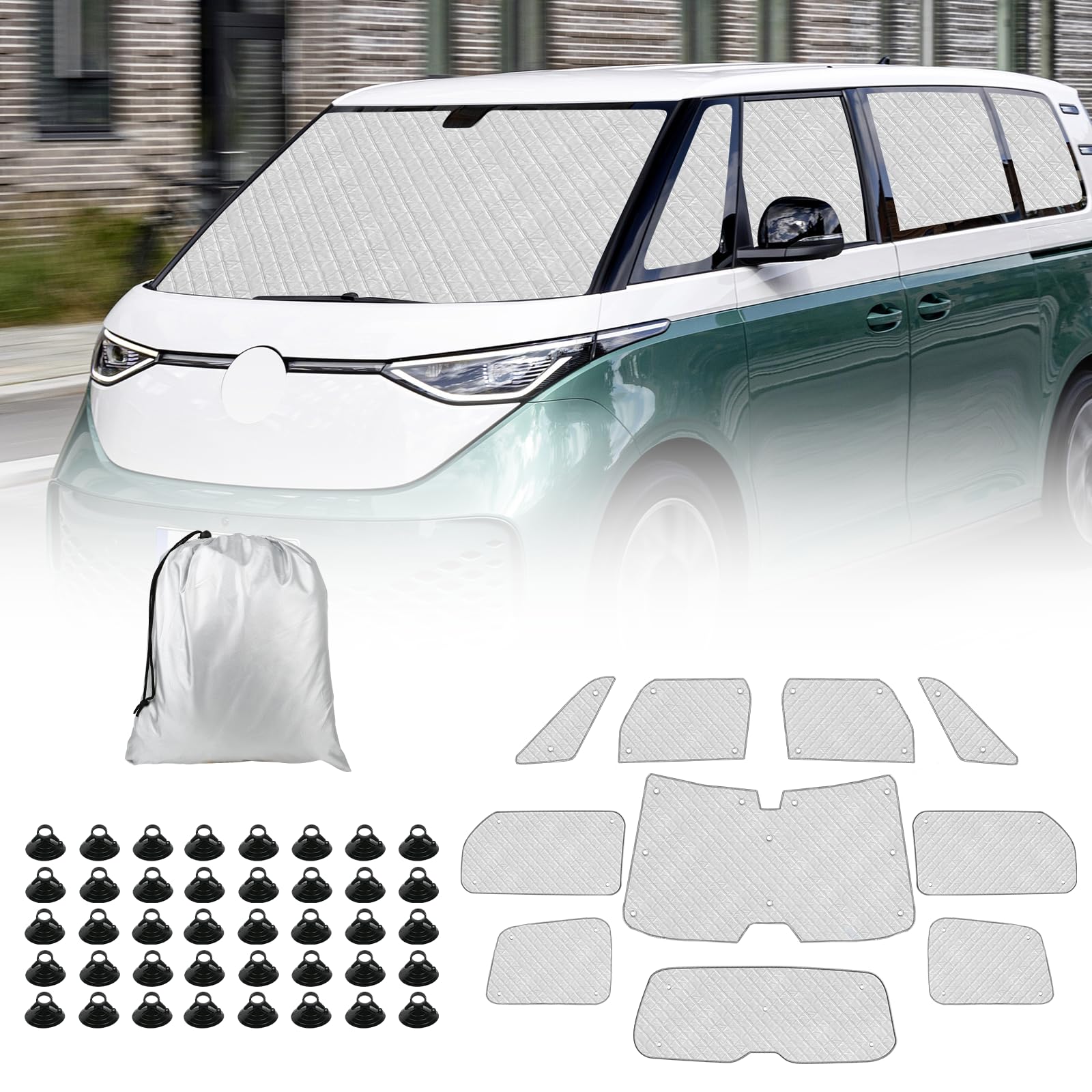 Pare Soleil Voiture Interieur pour VW ID Buzz 2022-2025, Pare Soleil Voiture Pare Brise Avant Pliable pour Intimité et Régulation Thermique en Camping-Car