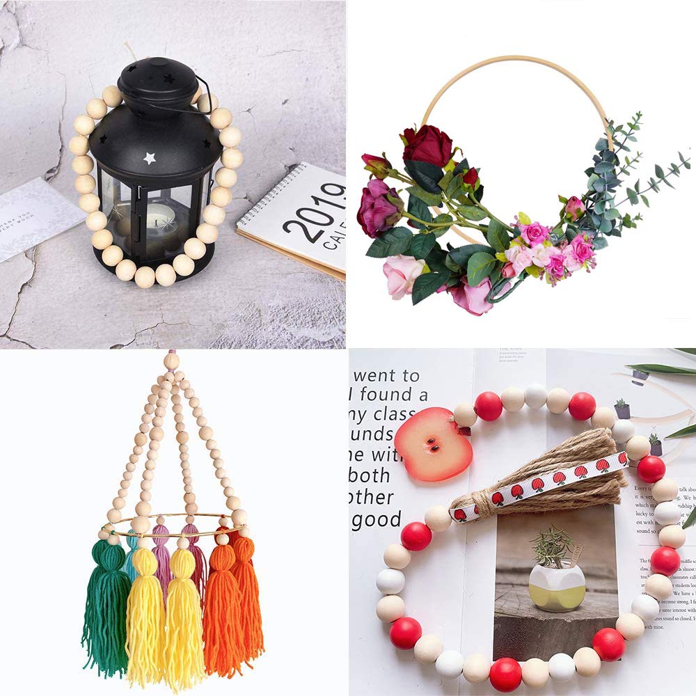 Kit cadre mobile en bois bricolage, carillon de vent mobile pour lit bébé, naturel artisanal cintre de cloche de lit de bébé, cadeau de décoration de pépinière pour enfants (95 pièces)