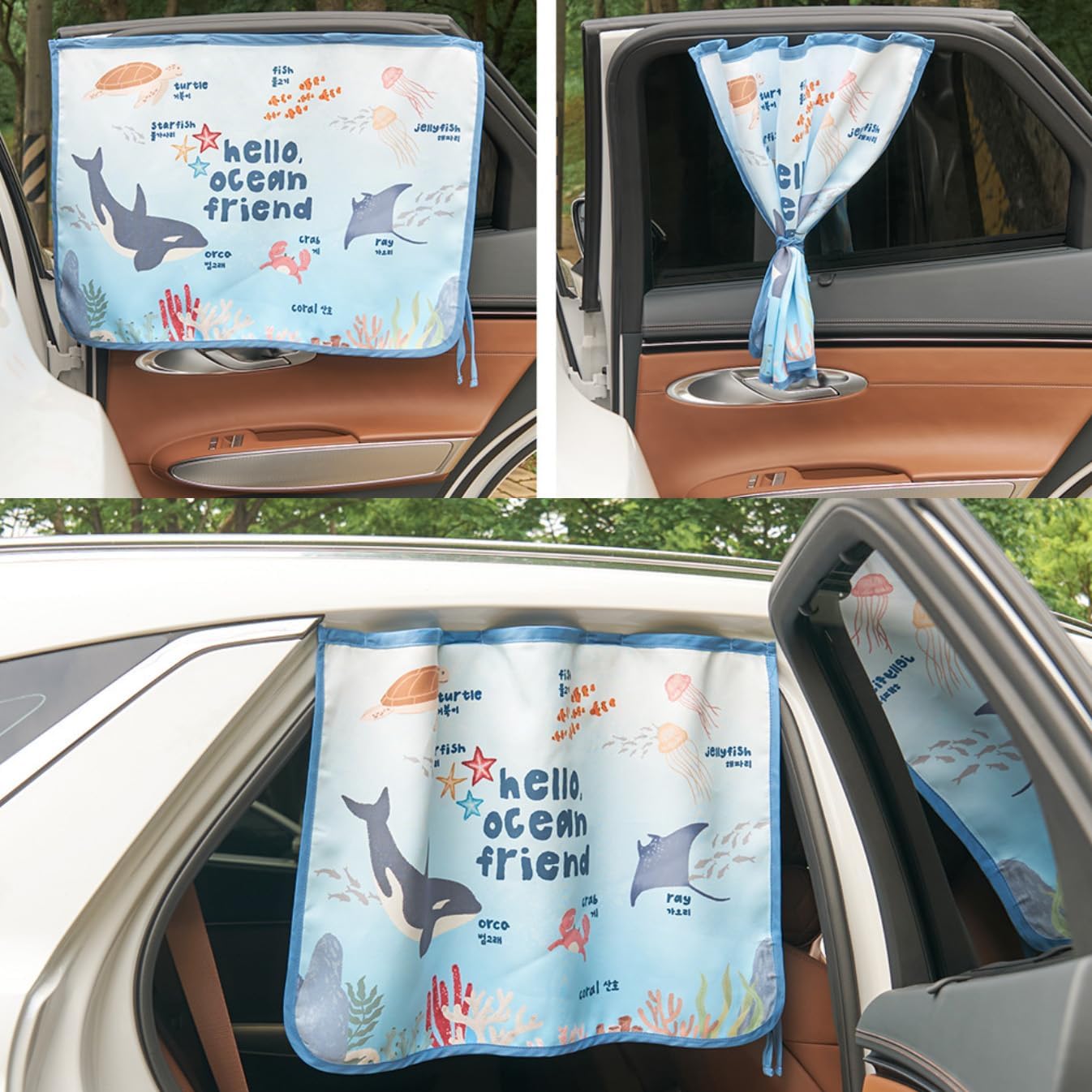 Magnetic Car Sun Shade Curtain for Side Window – Sun Blocker and UV Protector for Baby, Kids, and Pets – Universal Fit with Built-in Magnets for Steel-Framed Door (Magnet-New Ocean Friends) image 4
