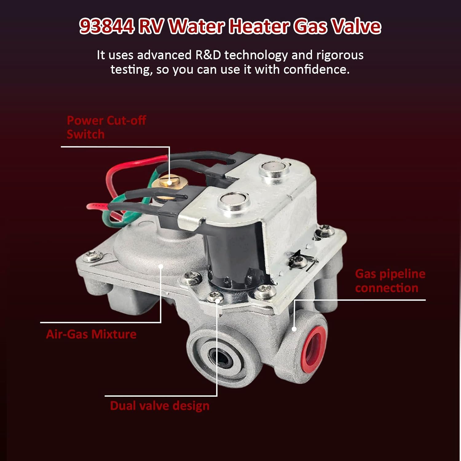 GC6AA-10E 93844 RV Water Heater Solenoid Gas Valve - Compatible with Atwood 6 and 10 Gallon Water Heaters GC10A-4E G6A-8E G6A-6E G6A-4E G10-3E, Replacement OEM # 92078 93321 93870