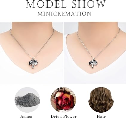 Minicremation Cremation Urn Necklace for Ashes Mushroom Shaped Memorial Ashes Jewelry Keepsake Cremation Urn Pendant for Loved One with Fill kit