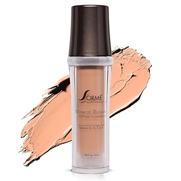 SORME Mineral Illusion Fragrance & Oil Free Liquid Foundation with Non-Chemical Sunscreen, Mineral Formula, Hydrating with Shea Butter, Antioxidants Vitamins A, C, E, Medium Coverage for Smooth - 25ml