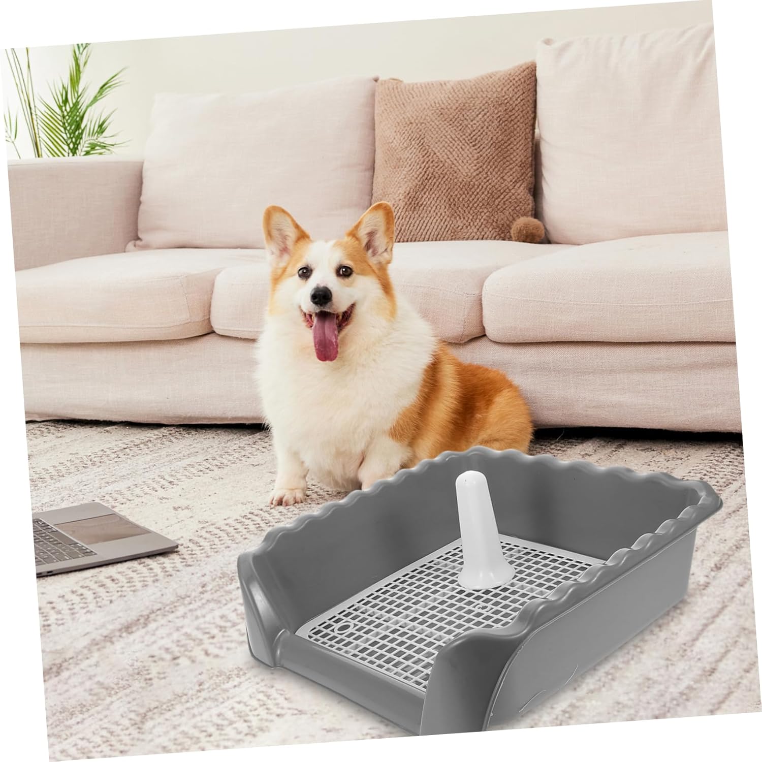 Dog Potty Training Toilet Inductive Column for Puppies Dog Indoor Litter Box Mesh Grid