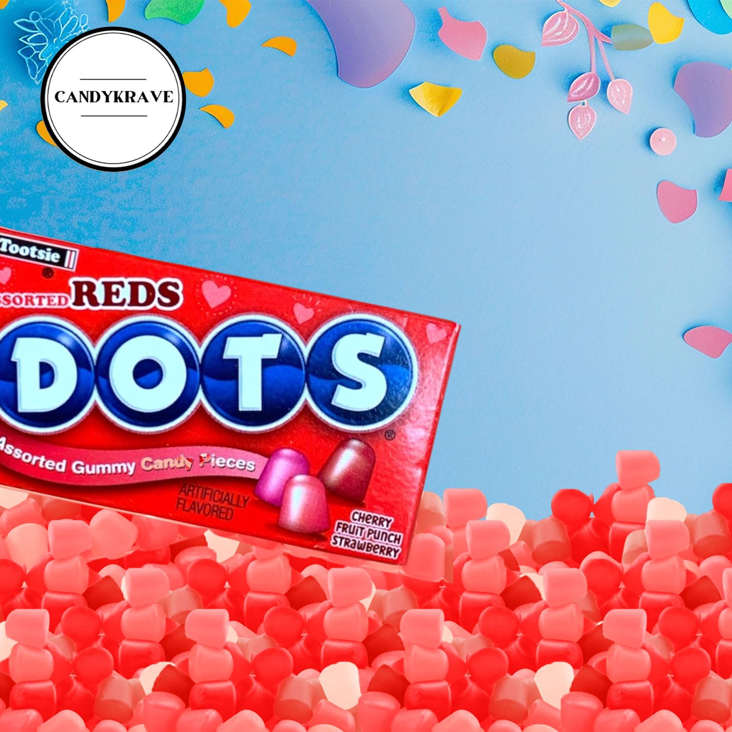 Dots Reds Assorted Gumdrops - 3 Berries Fruity Flavors - 1 lbs Individually Wrapped Gummy Candy - Classic & Delicious Mini Treats for Independence Day, BBQ Parties, Pantry & Birthdays