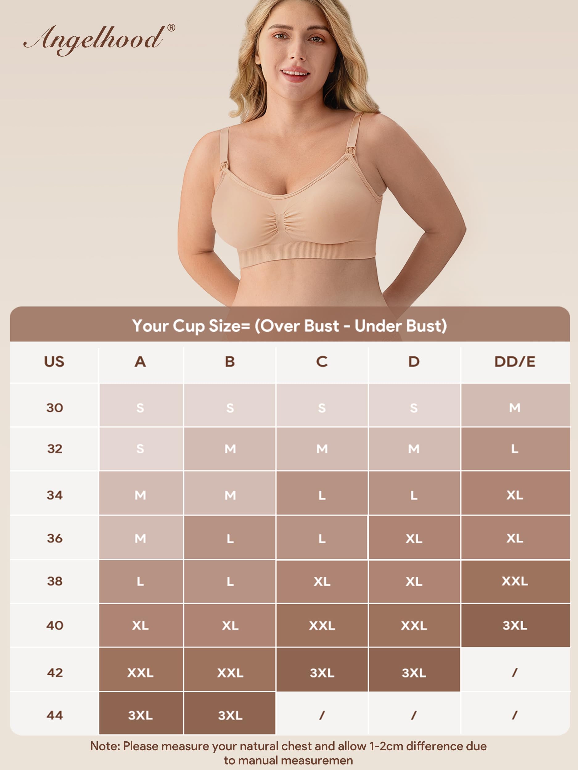 Angelhood BraNursing - Sujetador para Mujer (3 Unidades, con Extensores y Clips)