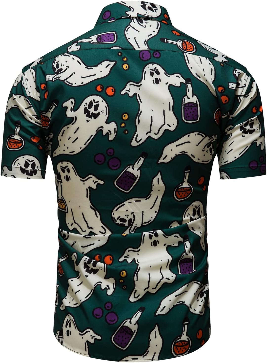 fohemr Mens Halloween Shirt Ugly Pumpkin Print Casual Short Sleeve Button Up Shirts Hawaiian Adult Party Costume