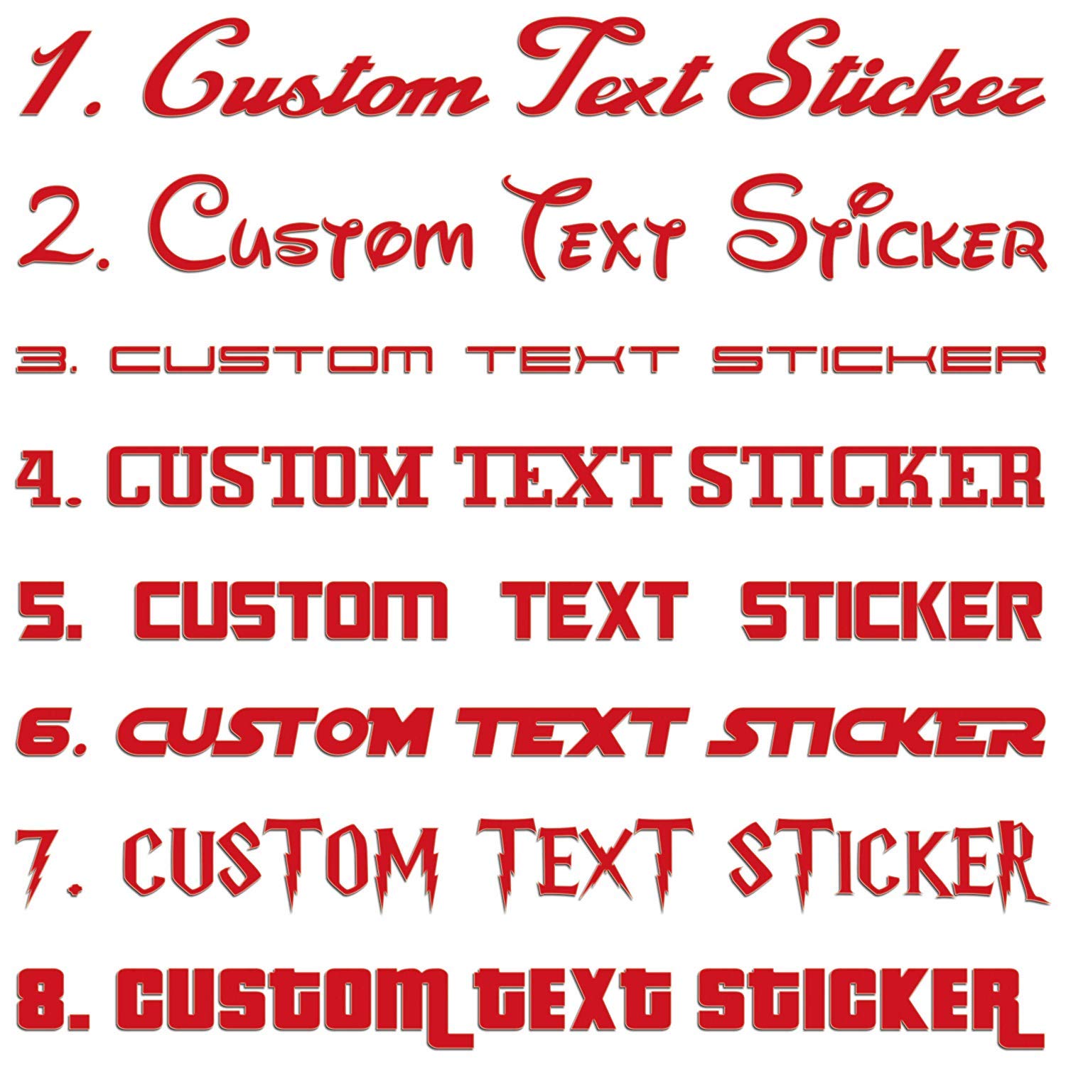 JasonCarlMorganJCM Graphics Famous Fonts Custom Text 150mm Sticker, Dark Red