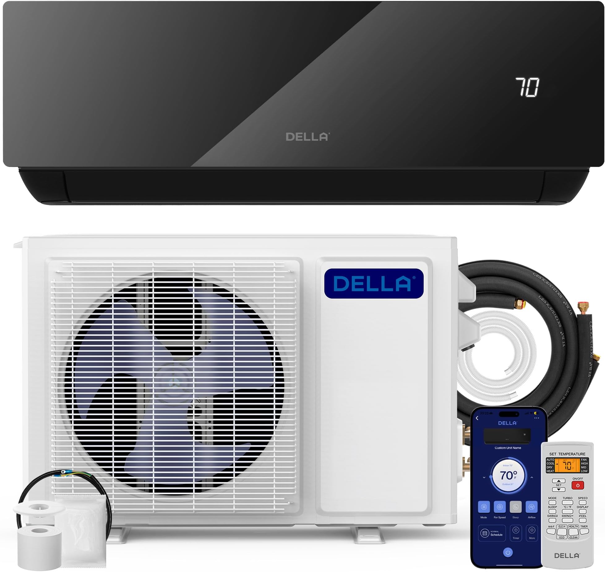 Umbra Series 18000 BTU Energy Saving Mini Split Work with Alexa 19 SEER2 Cools Up to 1000 Sq.Ft Split AC & 1.5 Ton Heat Pump Ductless Pre-Charged Inverter System