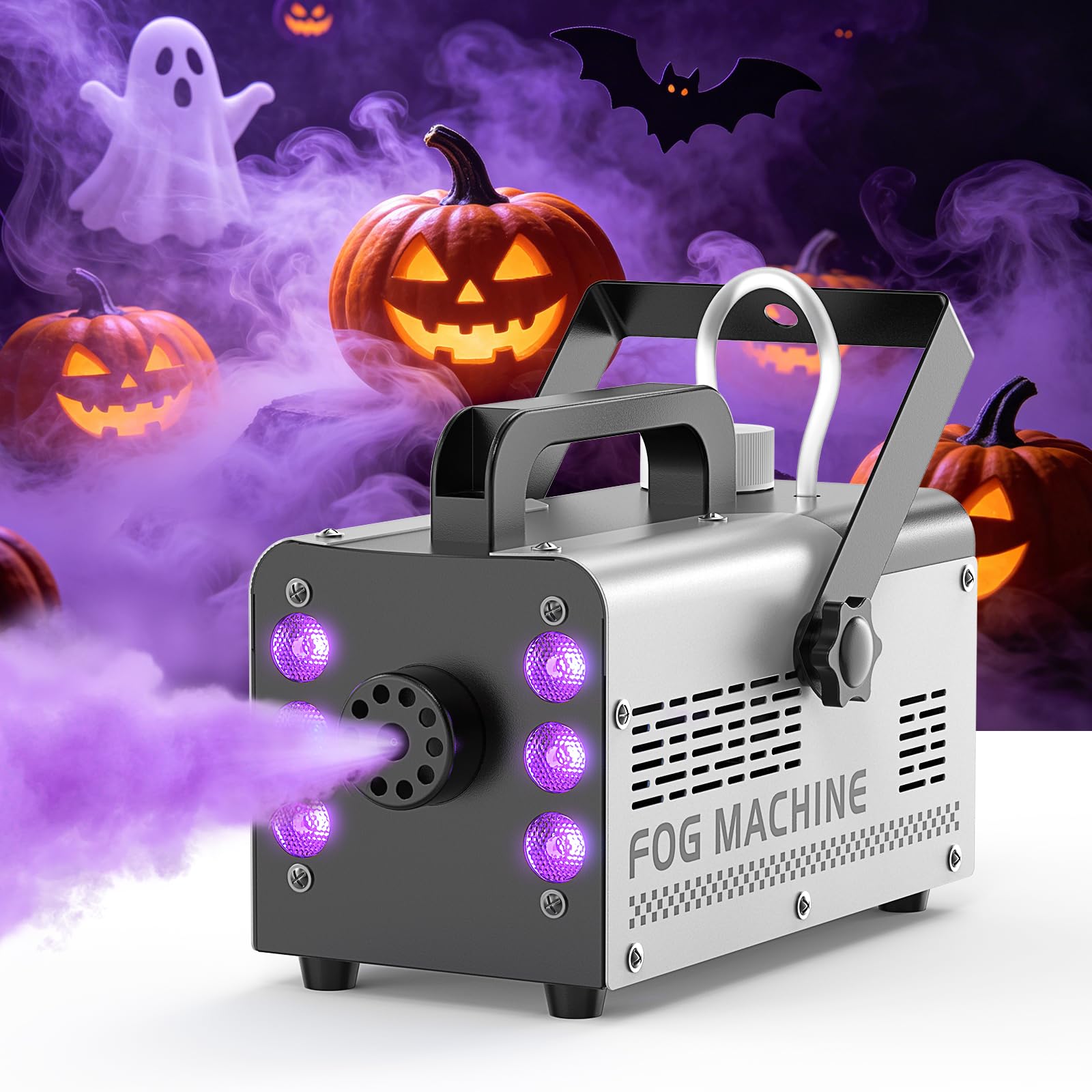 Máquina de Humo, Mini Niebla Máquina, 6 LEDs RGB Máquina de Niebla con Mando a Distancia Inalámbrico Automático, Portátil, para Halloween Fiestas Bodas DJ Escenario